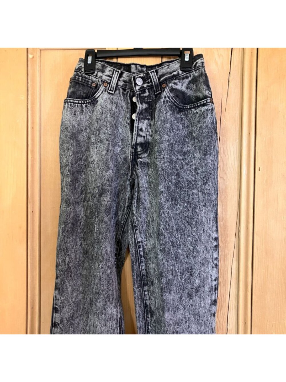 Levi's 544 Jeans Vintage 90s Acid Wash Jeans Size Juniors 3 XXS Black AN EXC. - Picture 2 of 12